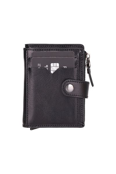 Lev Leather Γνήσιο δερμάτινο αναδυόμενο μηχανισμό RFID Προστατευμένη θήκη πιστωτικής κάρτας και πορτοφόλι