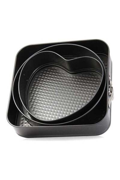 ALMUFARREJ طقم قوالب كيك غير لاصقة مكون من 3 قطع باللون الأسود 26x10x26 سم