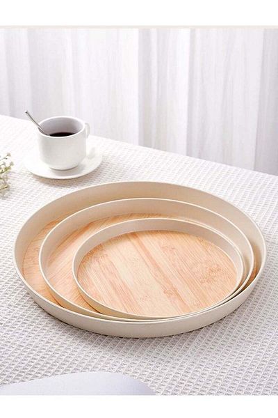 ALMUFARREJ Set of 3 melamine trays for serving tea and coffee