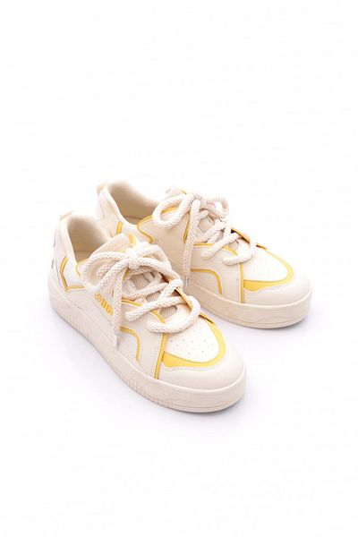 DGN Women's Thick Comfortable Sole Lace-Up Casual Sports Shoes Sneaker Mustard