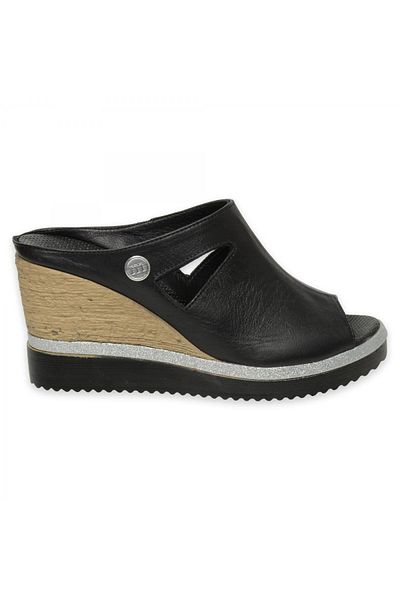 Mammamia D25Yt-1455Z Μαύρες γυναικείες παντόφλες Daily Wedge Heeled