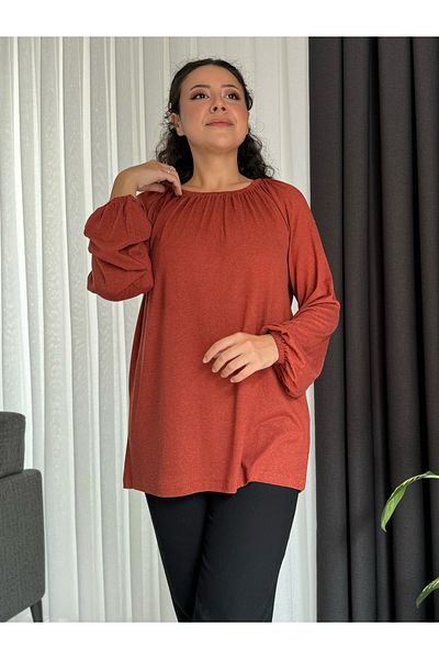 LİKRA Women's Large Size Madonna Collar Wool Viskose Bluz