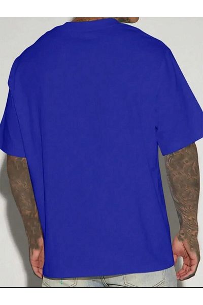 NO 601 Ανδρικό μπλουζάκι με στάμπα Saks Blue Basketball Figured Oversize