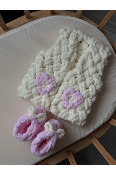 babyist طقم سترة وأحذية أطفال منتفخة ومنسوجة يدويًا