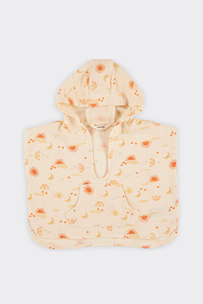 Panço Yenidoğan Kapüşonlu Ekru Müslin Bornoz