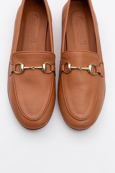 LuviShoes TREXIE Tan Skin Echtleder Damen Loafer Schuhe mit Schnalle