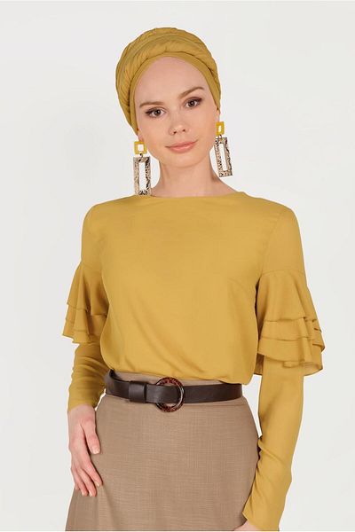 TRENDTESETTÜR BLUZĂ PORTOCALIE (MUȘCAT) CU MÂNECI FLUTURI 40477