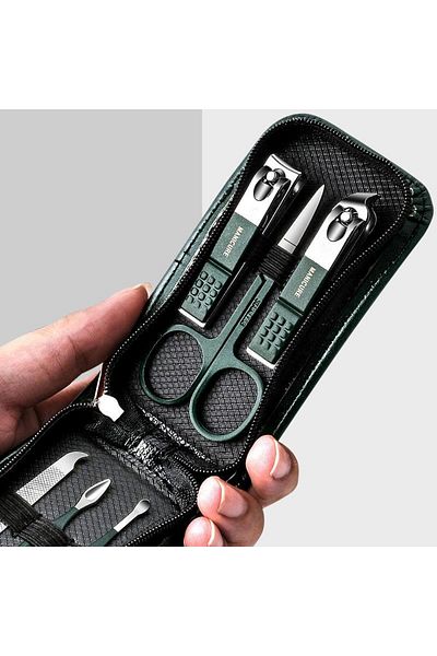 Zigver 6Pcs Portable Luxury Manicure Sets Pedicure Kits Bright Black Nail Clippers Set Personal Care