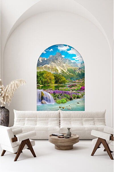 poster marketi Kendinden Yapışkanlı Doğa Manzaralı Duvar Kağıdı - Dağ ve Şelale Manzarası