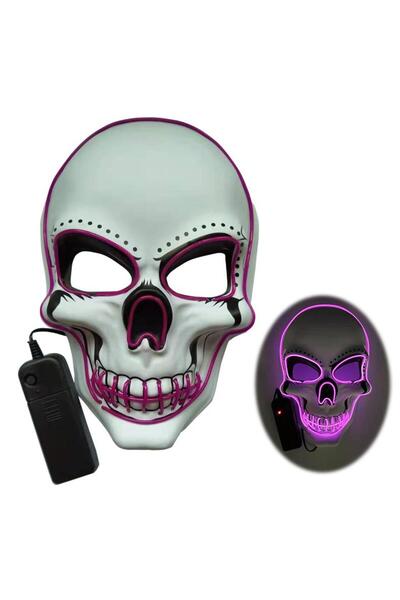 Zigver Kafatası LED maskesi Masquerade maskeleri Neon hafif parlamalı karanlı...