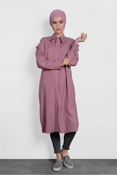 TRENDTESETTÜR Women's Pink (Rose) Bow Collar Tunic 40114