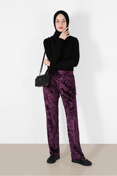 TRENDTESETTÜR Women's Plum Velvet Pant 7413