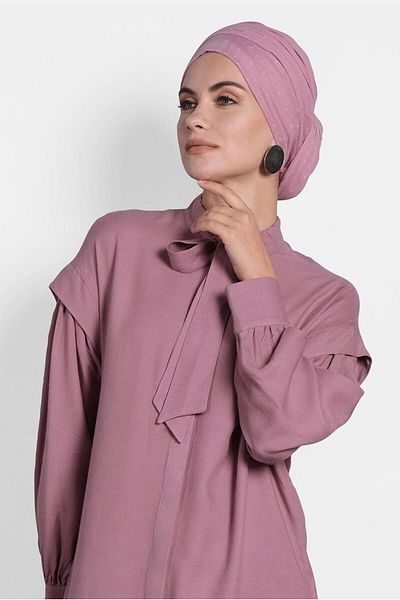 TRENDTESETTÜR Women's Pink (Rose) Bow Collar Tunic 40114
