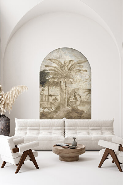 poster marketi Kendinden Yapışkanlı Vintage Duvar Kağıdı - Sepya Tropikal Man...