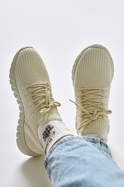Limoya Astera Ecru Lace-Up Knitted Women's Sneakers