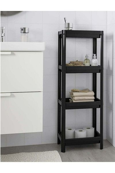 ALMUFARREJ 4 Layer Vesken Shelving Unit Shelf Black 36x23x100 cm