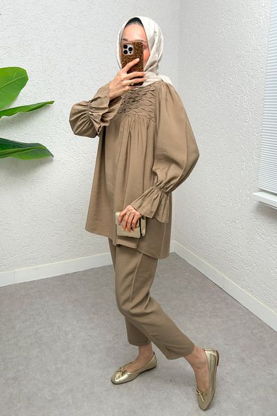 Salih Çelebi Μπροστινό Σετ Hijab 2257 - MINK
