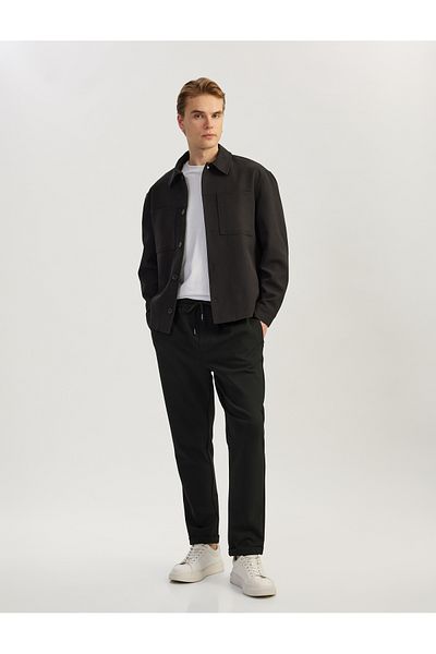 Koton Viscose Blended Folded Leg Waist Lace-Up Trousers