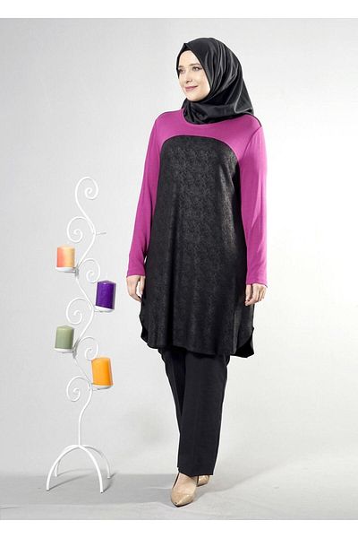 TRENDTESETTÜR Women's Black Two Color Tunic 2532