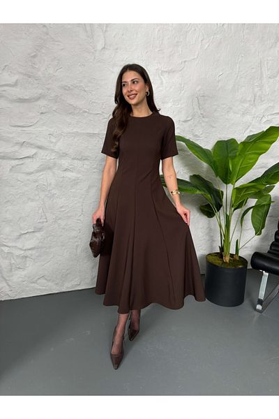 Elif Özbey Butik Καφέ φόρεμα μάξι μήκους Flounce
