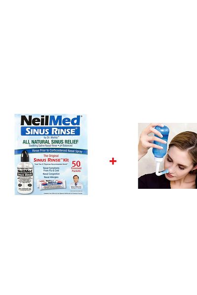 NeilMed The Original Patented Sinus Rinse Kit, 50 Pre-Mixed Refills + Rinse Bottle