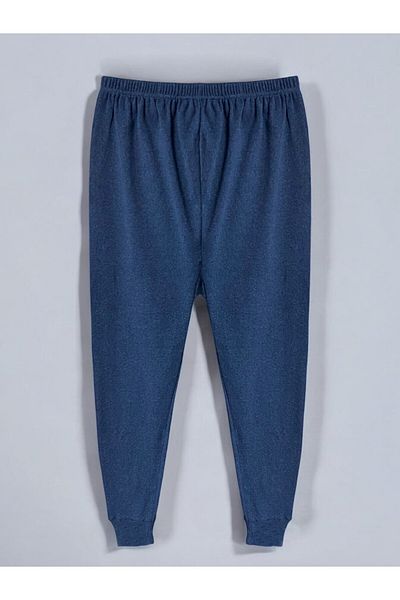 Line Smart Men's Navy Blue Raised Cotton Cuffed Winter Underwear Tights