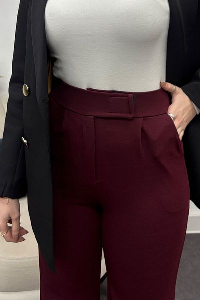 Tesettür Diyarı Women's Lycra Crepe Fabric Velcro Trousers