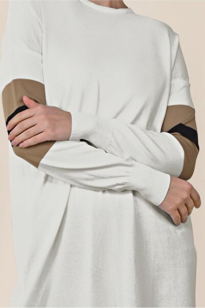 TRENDTESETTÜR Women's Cream Tunic with Slits on the Sides 4140