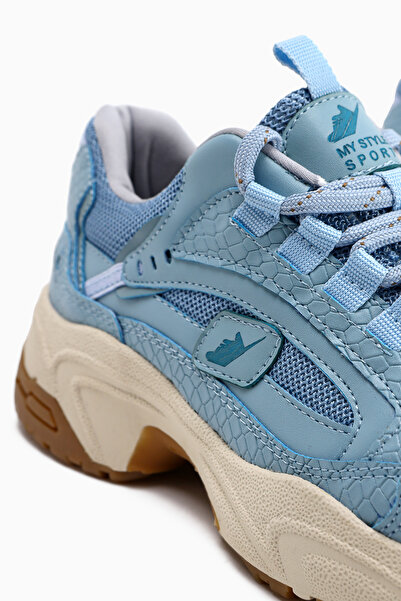 Limoya Caisa Mavi Tekstil Detaylı Bağcıklı Kadın Sneakers
