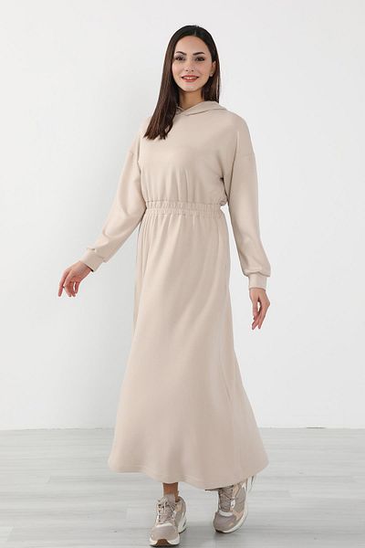 Aisha's Design Casual Hooded Relaxed Fit Dress - Elb-08