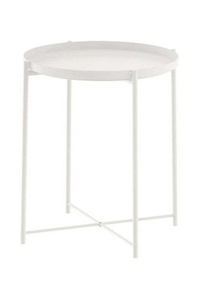 ALMUFARREJ Round Tray Table White 45x45x53cm