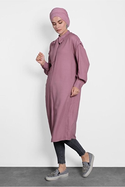 TRENDTESETTÜR Women's Pink (Rose) Bow Collar Tunic 40114