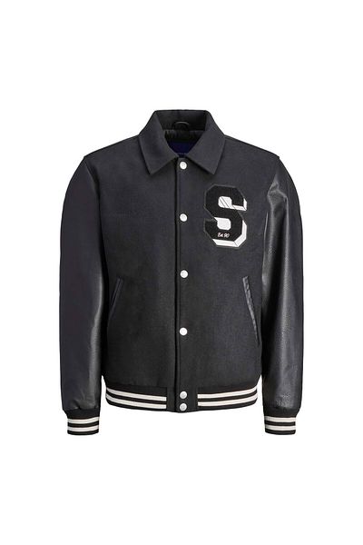 Jack & Jones Ανδρικό μαύρο μπουφάν Carter Varsity Wool Blend (12260455-B)