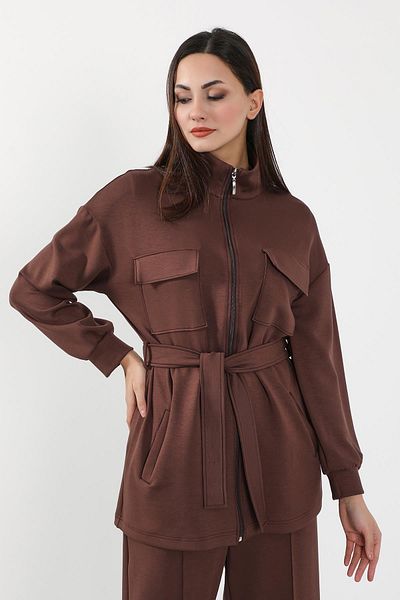 Aisha's Design Zippered Pocket Swet Jacket,Sw-09