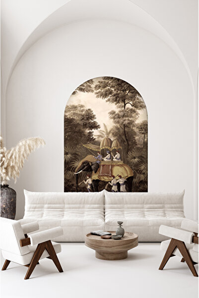 poster marketi Kendinden Yapışkanlı Duvar Kağıdı - Egzotik Fil ve Orman Deseni