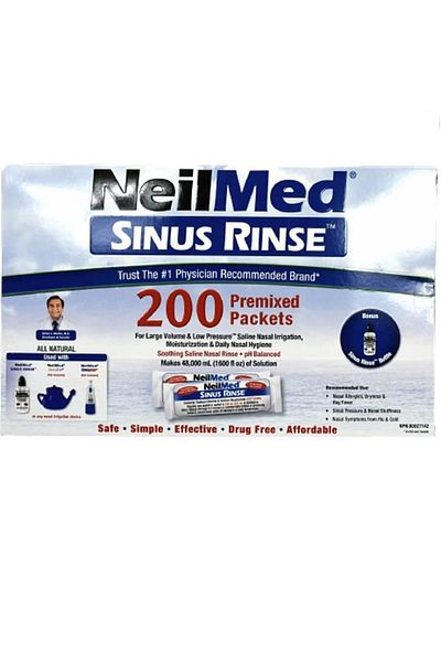 NeilMed The Original & Patented Sinus Rinse Kit,200  Premixed Packets, 1 Kit
