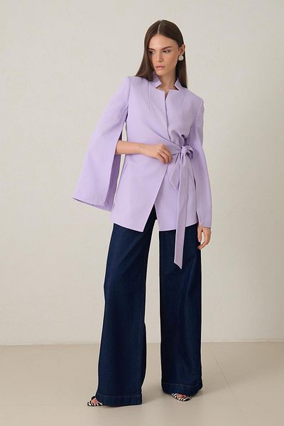 Setre Light Lilac Sleeve Detailed Waist Tie Detailed Jacket
