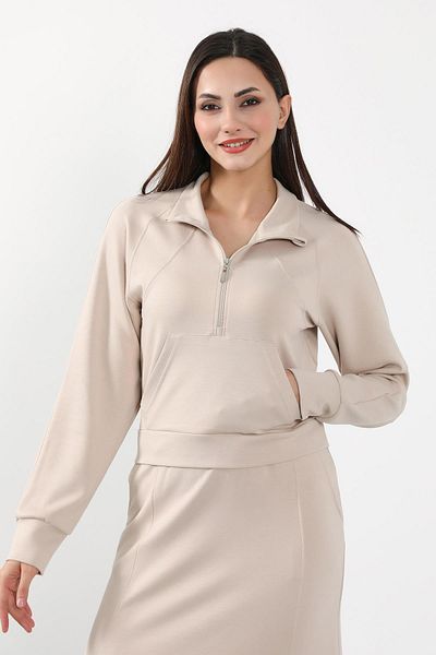 Aisha's Design Short Sweatshirt - Pocket Detail and Zipper, Sw-15
