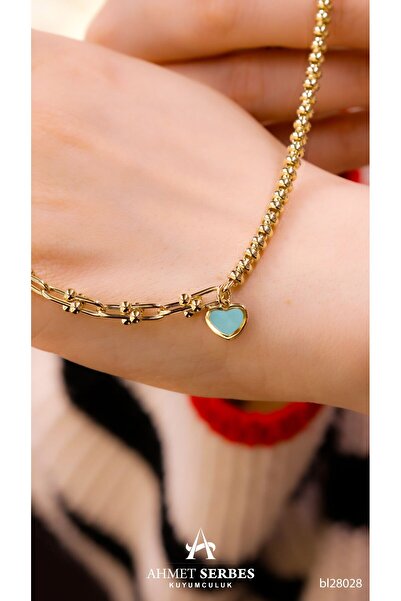 CETAŞ Cetaş Mavi Mineli Kalp Bileklik