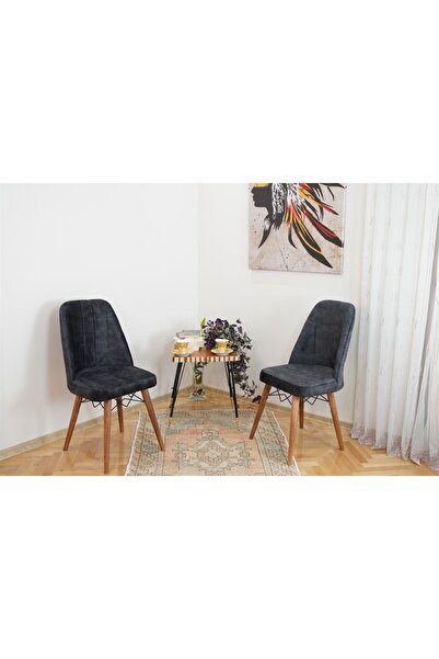 Vivense TUBİHOME KARE GOLD SANDALYE, ANTRASİT, 2 ADET