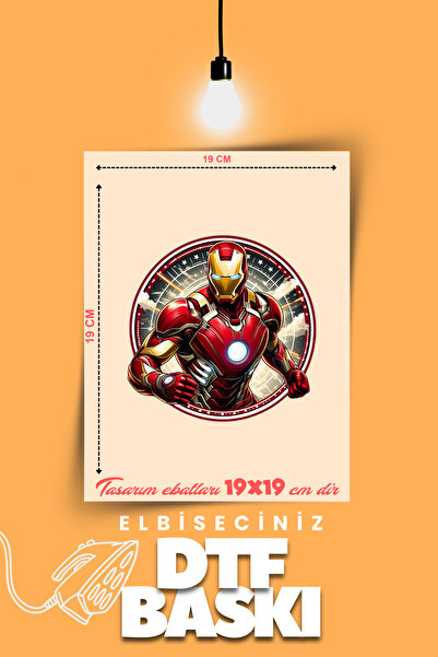 VİZYON İKRA "الرجل الحديدي" تحت عنوان الكي على تي شيرت نقل النسيج طباعة DTF