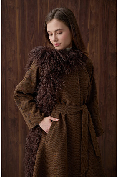 Fatma Atasoy Pelerin Balıksırtı Taba Yün Kaban