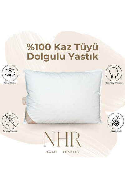 NHR HOME %100 Kaz Tüyü Dolgulu, Antibakteriyel, Uyku Yastığı / 50x70 1250gr /...