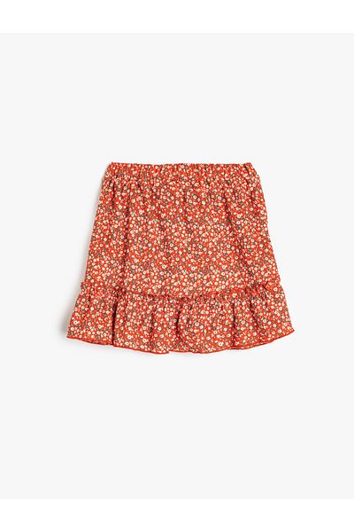 Koton Ruffle Detailed Double Breasted Mini Skirt with Elastic Waist