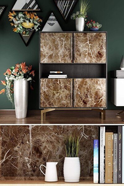 Buffer ® 5mt X 60 Cm Mermer Desen Masa Tezgah Mutfak Su Geçirmez Yapışkanlı Folyo Sticker Kahverengi