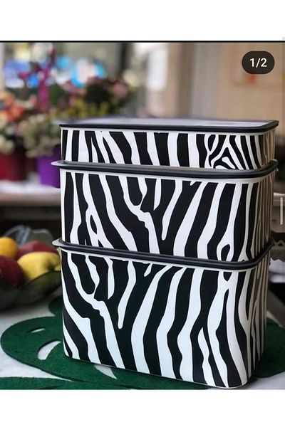 Tupperware Zebra Set of 3