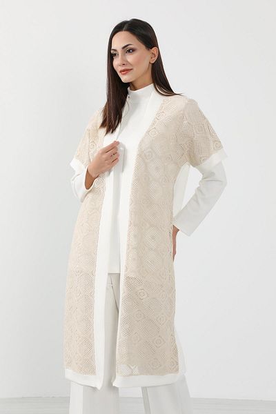 Aisha's Design Short Sleeve Lace Kimono Tunic - Sw-16