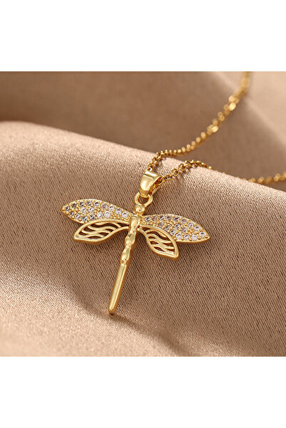 Choice قلادات ذهبية اللون من زاكول العصرية على شكل أجنحة اليعسوب للنساء، قلاد...