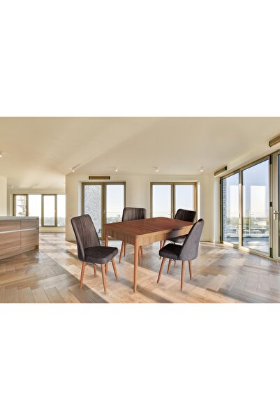 Vivense TUBİHOME KARE GOLD SANDALYE, ANTRASİT, 4 ADET