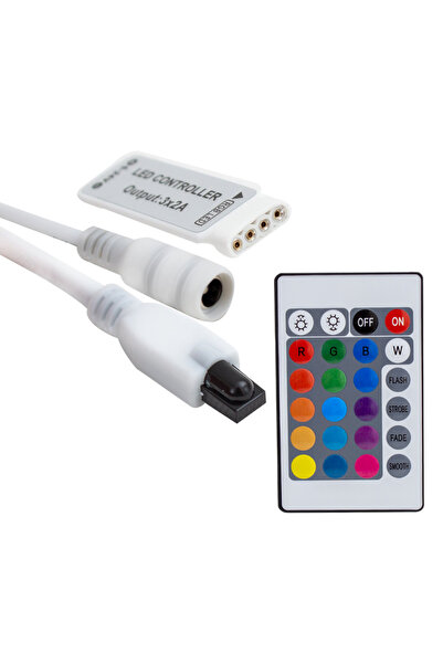 Powermaster 5-12-24 Volt 3X2 Amper Mini 24 Tuşlu Led RGB Kontrol Cihazı